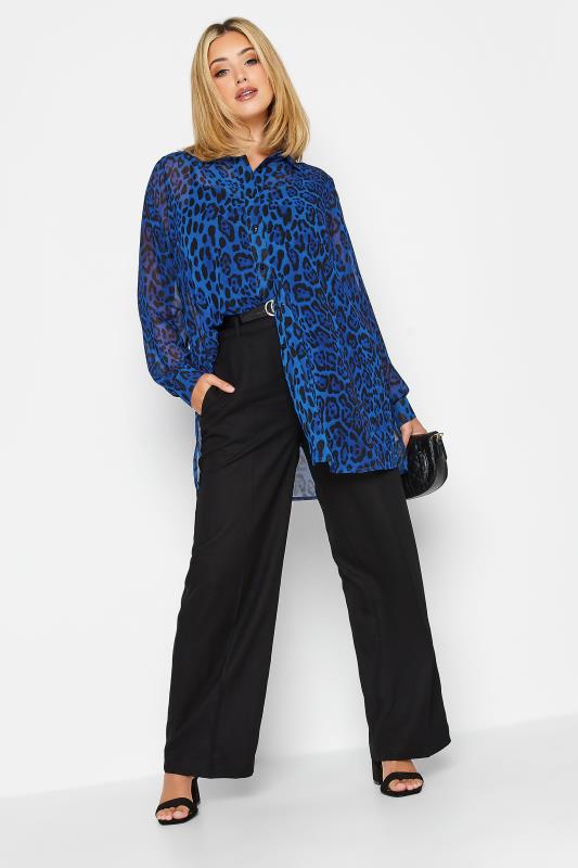 YOURS LONDON Curve Plus Size Cobalt Blue Leopard Print Shirt | Yours Clothing 3