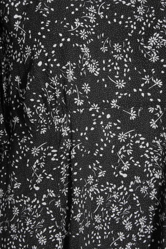 Curve Black Daisy Print Side Split Midi Dress 4