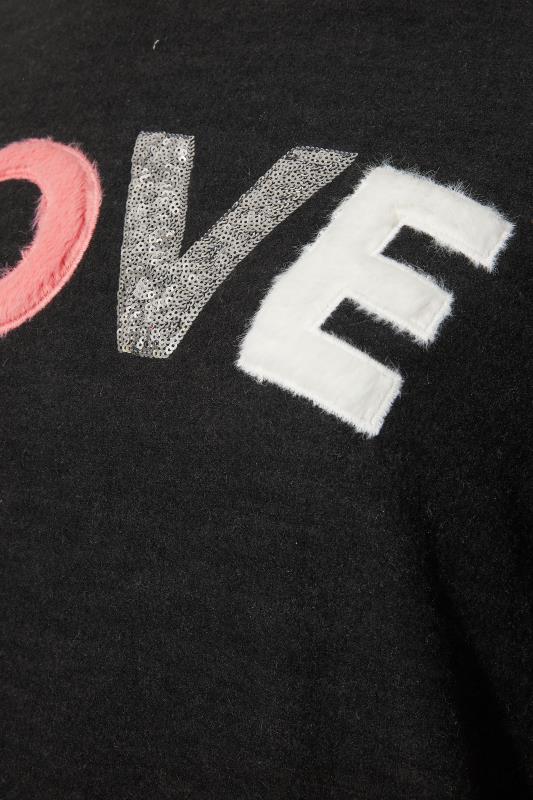 Black Embellished 'Love' Slogan Knitted Jumper_S.jpg