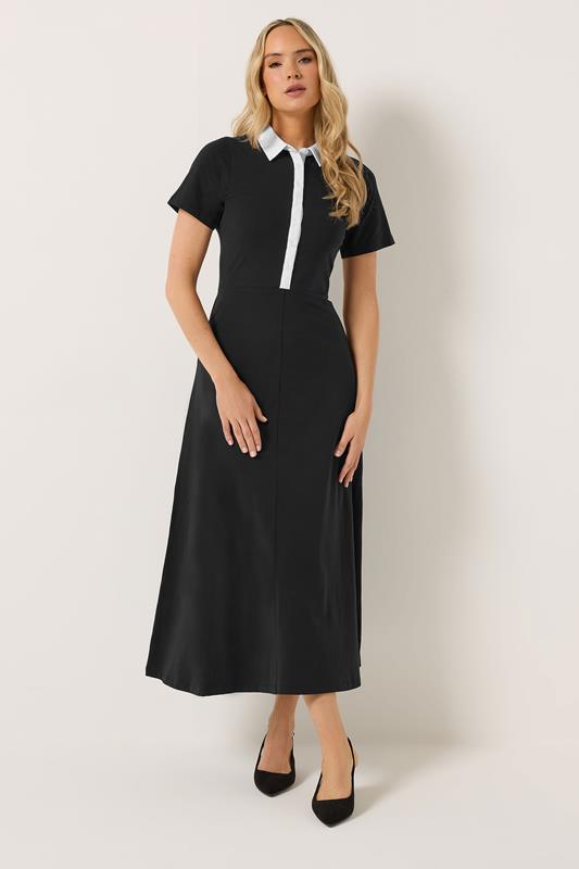  LTS Tall vestido midi negro tipo polo 
