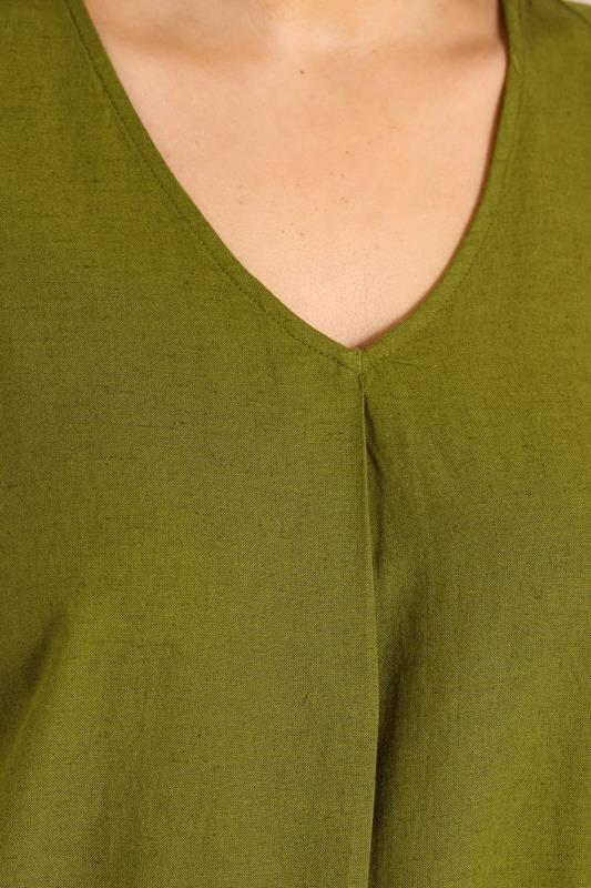 EVANS Plus Size Set Green Linen Vest & Trouser | Evans 6
