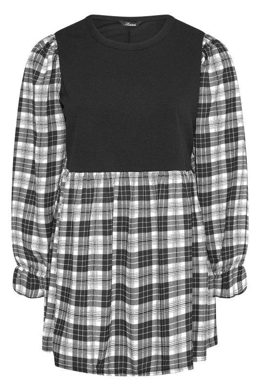 Plus Size LIMITED COLLECTION Black Check Balloon Sleeve Peplum Top | Yours Clothing 6