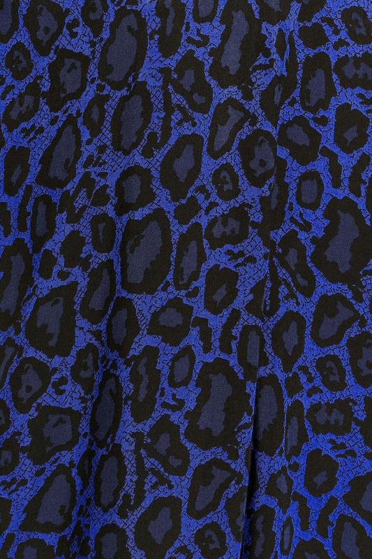 Plus Size Blue Leopard Print V-Neck Shirt | Yours Clothing  6