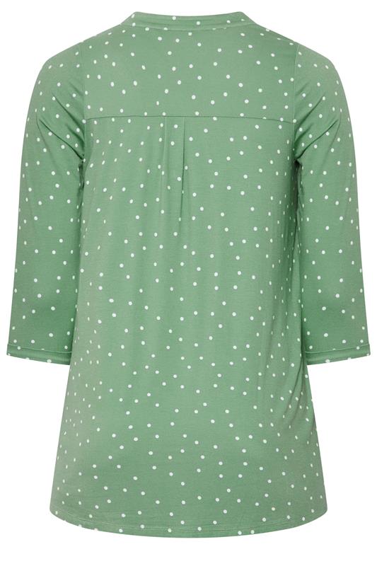 YOURS Plus Size Green Polka Dot Shirt | Yours Clothing 6