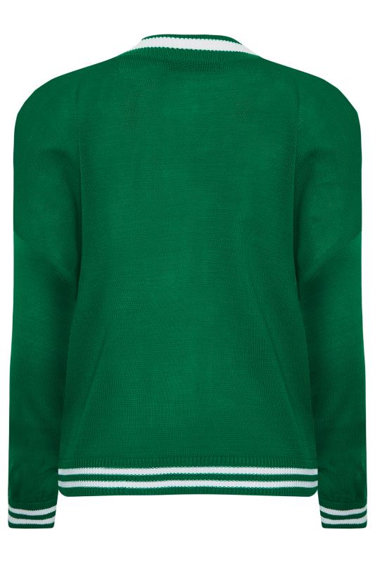 Petite Green Varsity Stripe Cardigan | PixieGirl 7
