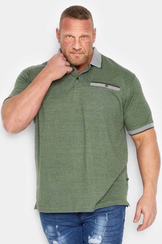 KAM Big & Tall Green Marl Polo Shirt | BadRhino 1