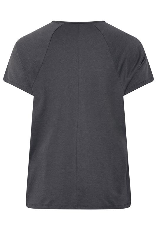 YOURS Plus Size Grey Skull Print Laser Cut T-Shirt | Yours Clothing 2