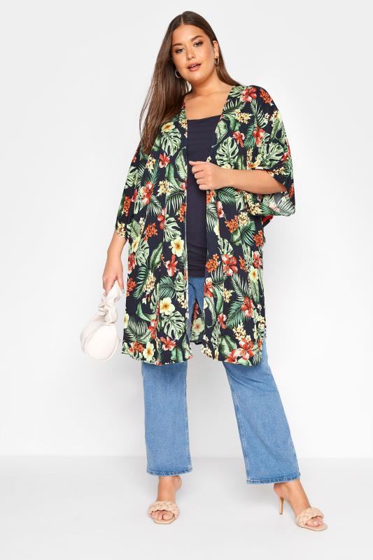 Green Tropical Longline Kimono | Yours Clothing 2