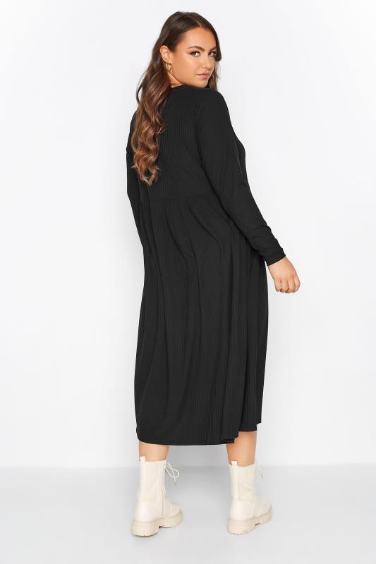 LIMITED COLLECTION Curve Black Ribbed Midaxi Dress 3