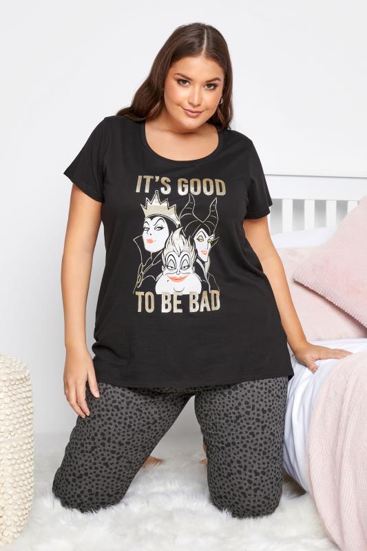 DISNEY Black 'It's Good To Be Bad' Glitter Slogan Character Pyjama Set_A.jpg