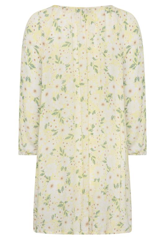 YOURS Curve Plus Size Yellow Floral Tie Neck Top | Yours Clothing  7