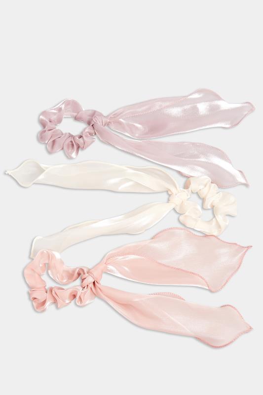 3 PACK Pink & White Hair Scrunchie Set | Yours Clothing 3