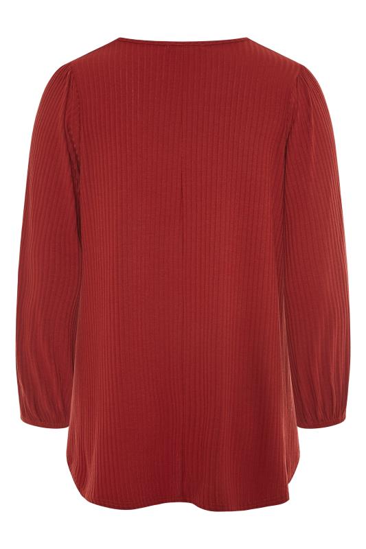 LIMITED COLLECTION Curve Red Balloon Sleeve Ribbed Top_BK.jpg