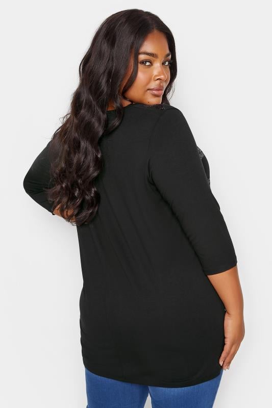 YOURS Plus Size Black Stripe Sequin Embellished Top | Yours Clothing 3