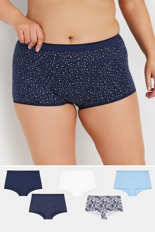  Grande Taille YOURS Curve 5 PACK Blue Marble Print Shorts