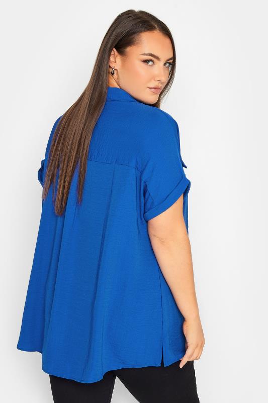 YOURS Curve Plus Size Cobalt Blue Utility Short Sleeve Shirt | Yours Clothing  4