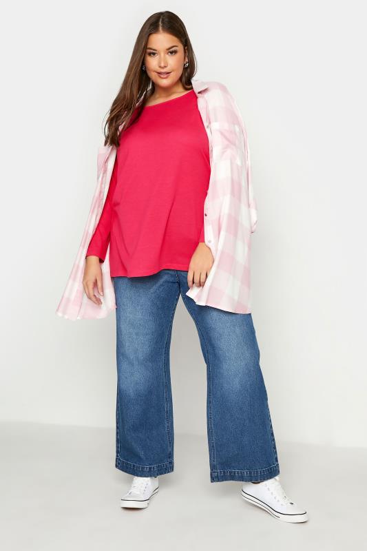 Curve Hot Pink Long Sleeve T-Shirt 2