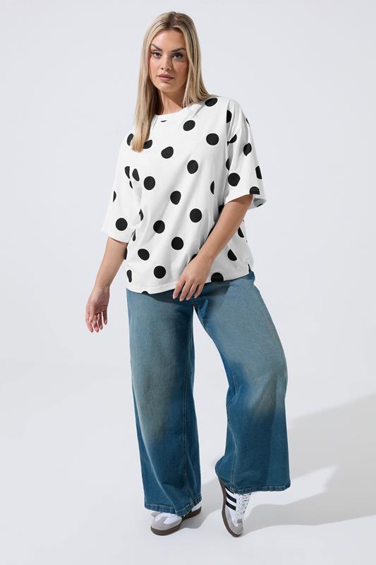 LIMITED COLLECTION Plus Size White Polka Dot T-Shirt | Yours Clothing 2