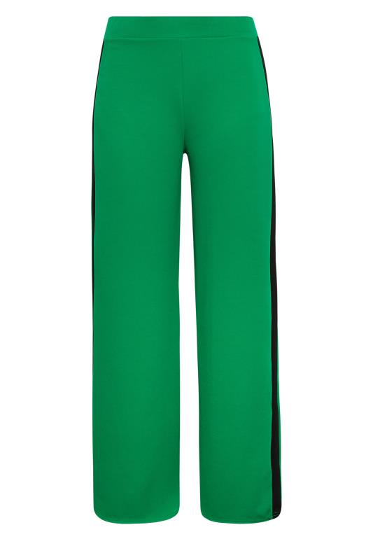 YOURS PETITE Plus Size Green Side Stripe Wide Leg Trousers | Yours Clothing 5