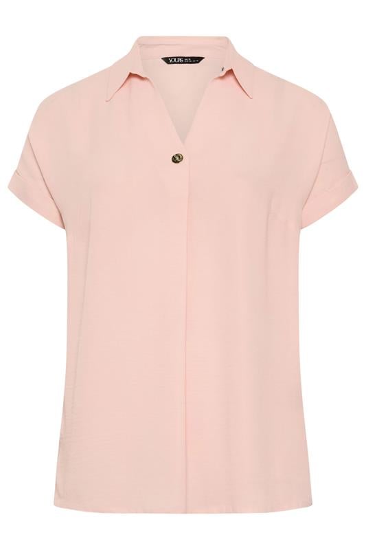 YOURS Plus Size Pink Button Half Placket Blouse | Yours Clothing 5