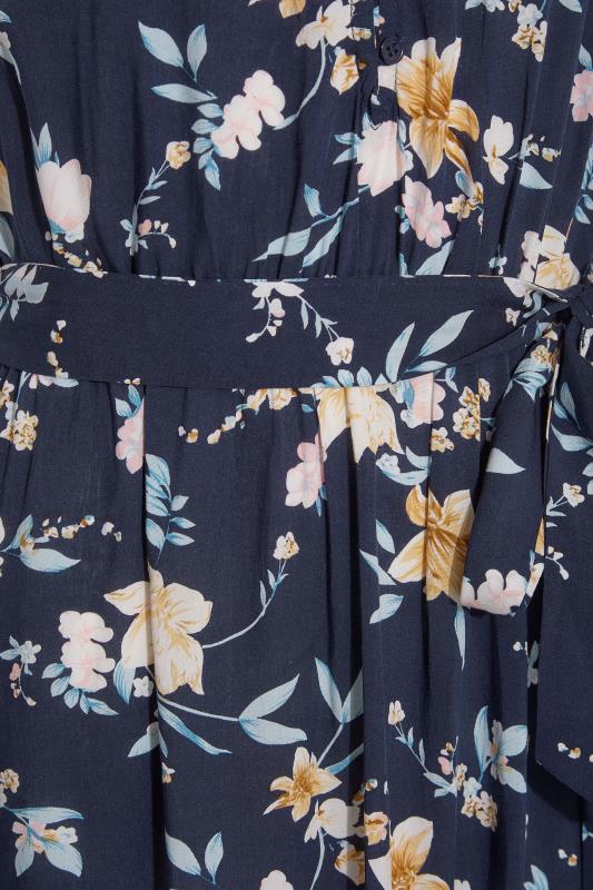 LTS Tall Navy Blue Floral Print Frill Maxi Dress 5