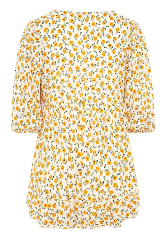 LIMITED COLLECTION Curve White & Yellow Floral Frill Hem Tunic Top 7