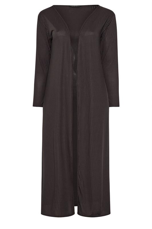 LIMITED COLLECTION Plus Size Chocolate Brown Ribbed Maxi Cardigan | Yours Clothing 5