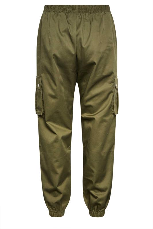 YOURS Curve Khaki Green Cuffed Cargo Trousers | Yours Clothing 6