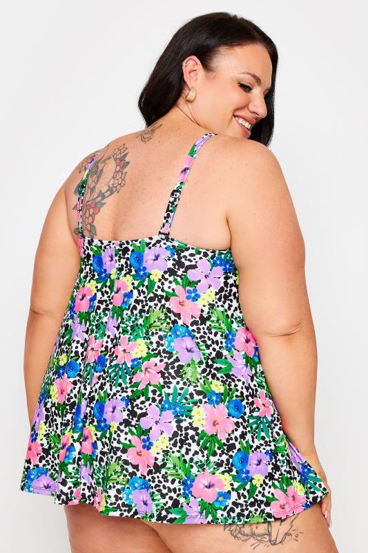 YOURS Plus Size White Floral Dalmatian Print Tankini Top | Yours Clothing 6