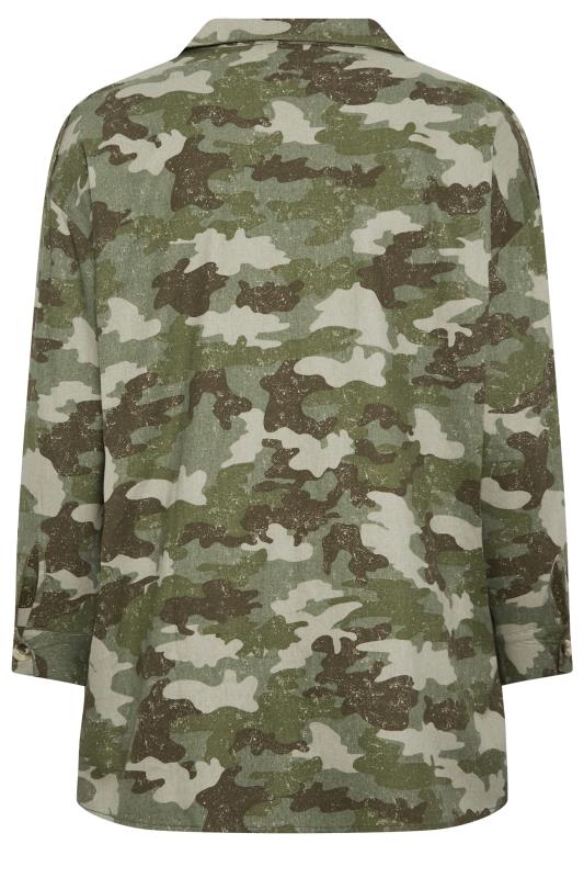 LIMITED COLLECTION Plus Size Green Camo Print Utility Shacket | Yours Clothing 7