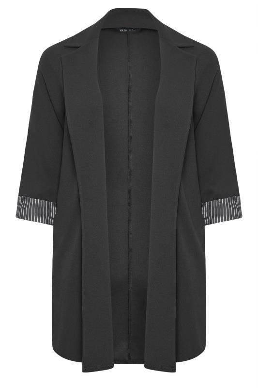 YOURS Plus Size Black Pinstripe Turn Up Sleeve Blazer | Yours Clothing 5
