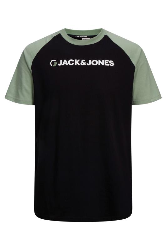 JACK & JONES Big & Tall Black & Khaki Green Logan T-Shirt 2