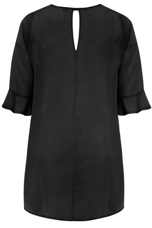 YOURS LONDON Black Flute Sleeve Tunic Top | Yours Clothing 6