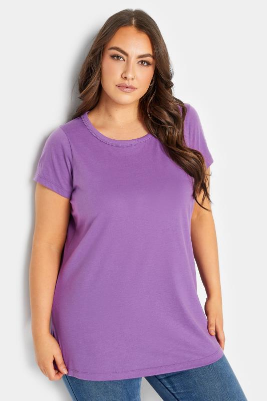YOURS Curve Plus Size Essential Purple T-Shirt | Yours Clothing  1