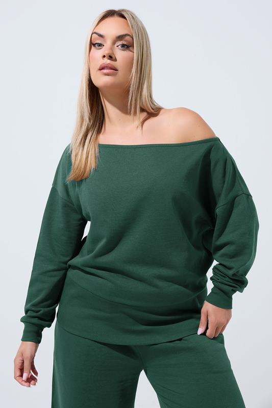 LIMITED COLLECTION Curve bosgroen sweatshirt met wijde halslijn