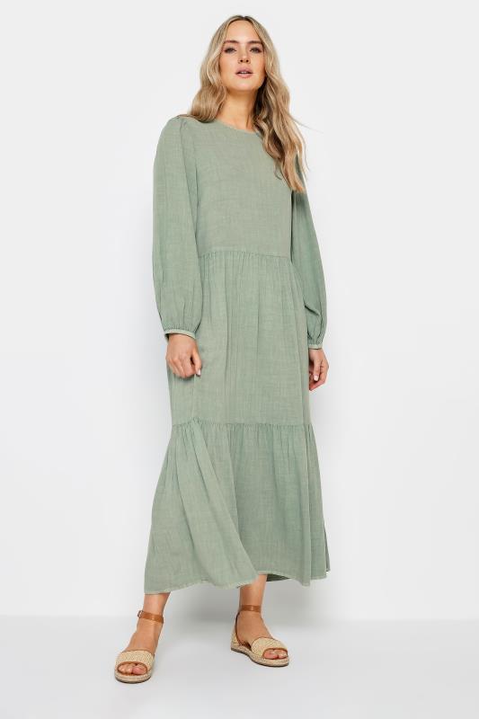LTS Tall Womens Sage Green Acid Wash Tiered Maxi Dress | Long Tall Sally  2