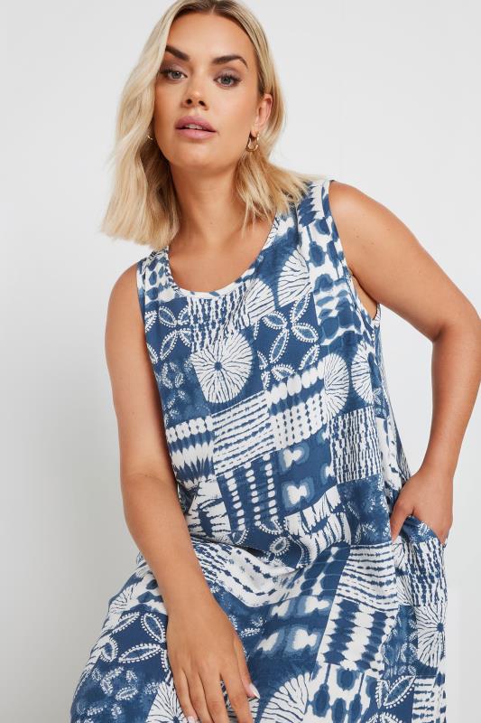 YOURS Plus Size Blue Tile Print Pocket Swing Dress | Yours Clothing 3