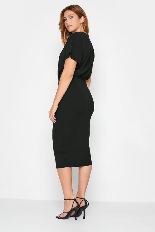 LTS Tall Women's Black Scuba Wrap Midi Dress | Long Tall Sally 3