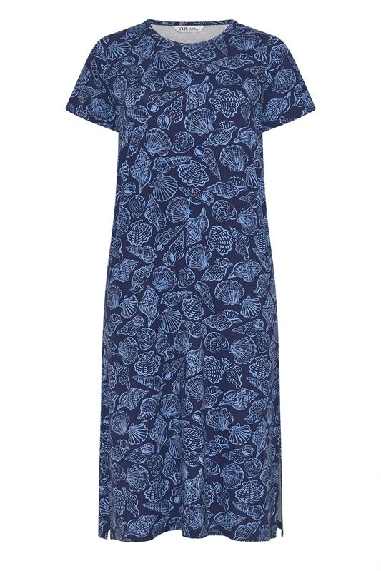 YOURSET Plus Size 2 PACK Blue Star & Shell Print Midaxi Nightdresses | Yours Clothing 8