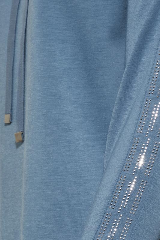 Curve Blue Diamante Sleeve Raglan Sweatshirt | Yours Clothing 5