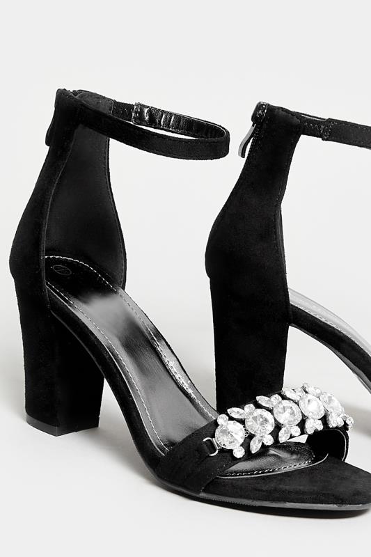 PixieGirl Black Diamante Detail Heels In Standard D Fit 5