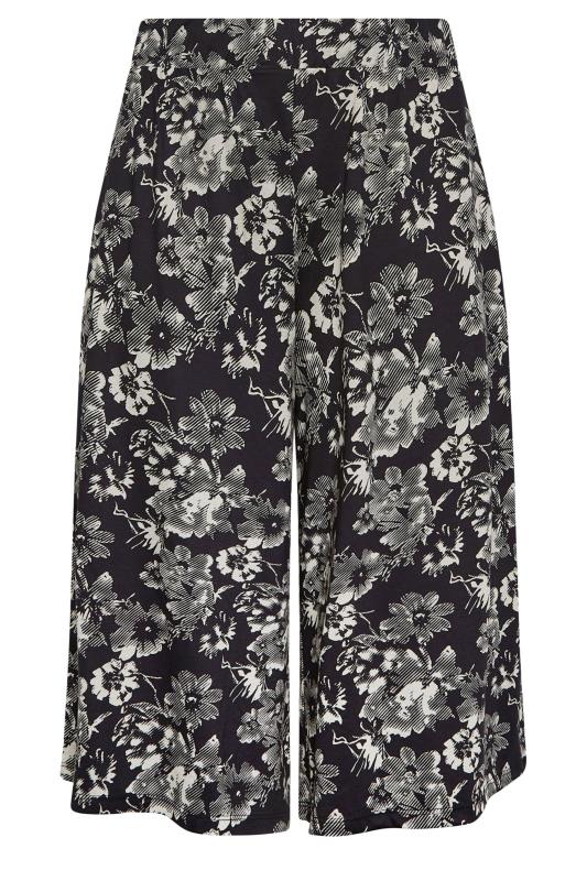 YOURS Curve Black Graphic Flower Print Culottes | Yours Clothing 5