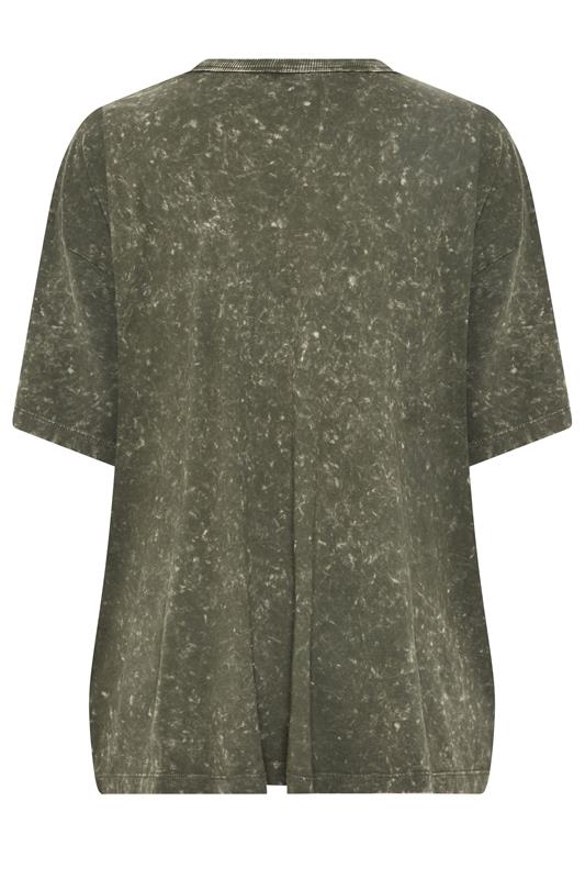 YOURS Plus Size Green Acid Wash 'Cosmic' Oversized T-Shirt | Yours Clothing 6