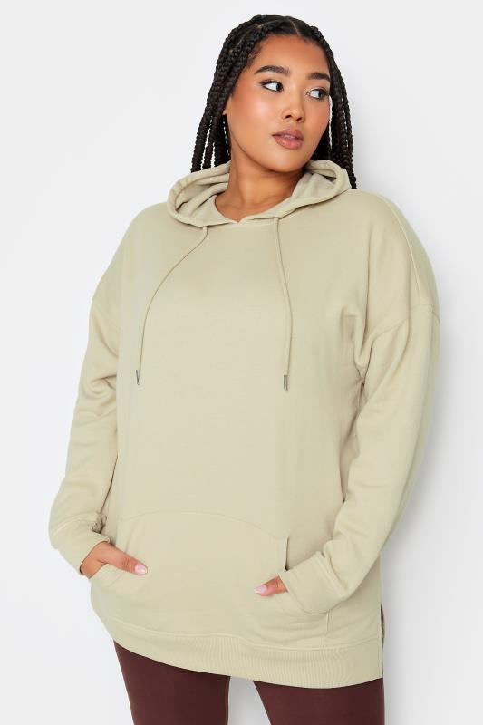 YOURS Plus Size Cream Overhead Hoodie | Yours Clothing 1