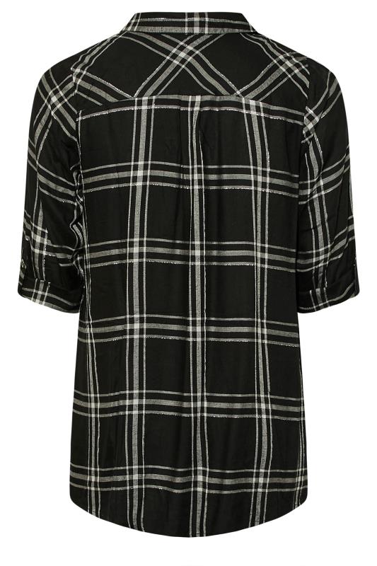 Plus Size Black Checked Overhead Shirt | Yours Clothing 7