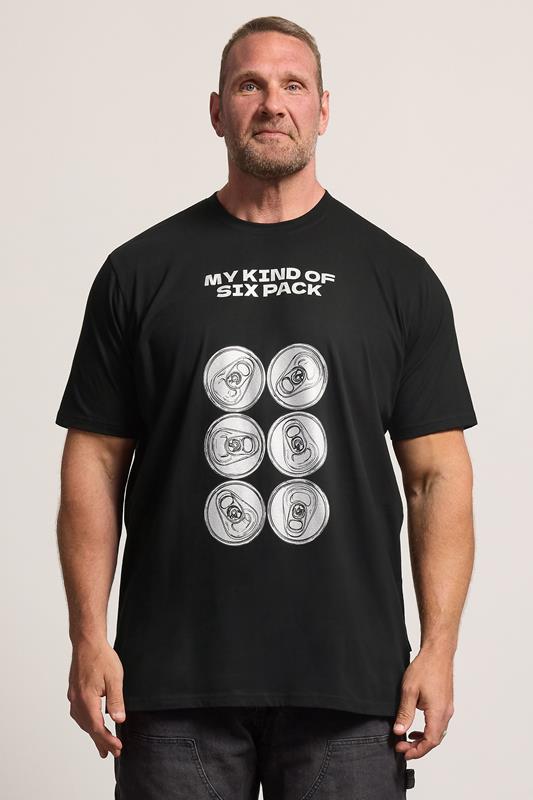 BadRhino Big & Tall Black Extra Long 'Six Pack' Graphic T-Shirt | BadRhino 1