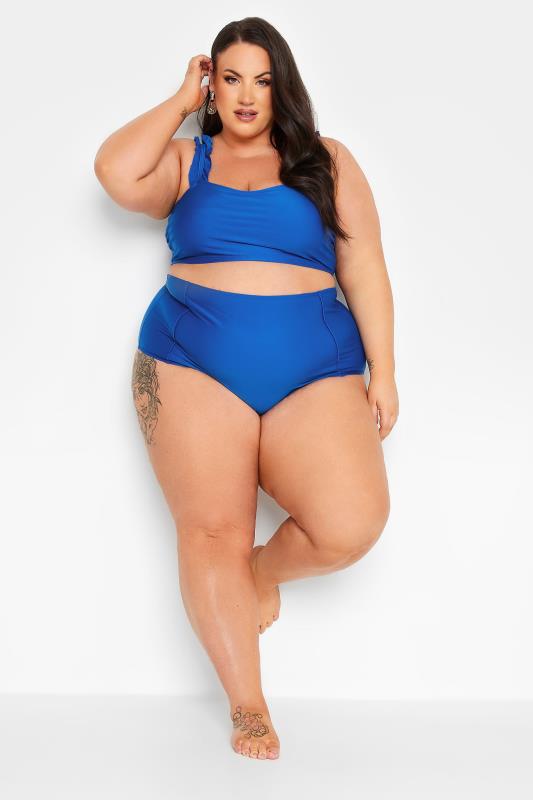 YOURS Plus Size Cobalt Blue Super High Waisted Tummy Control Bikini Briefs | Yours Clothing 5