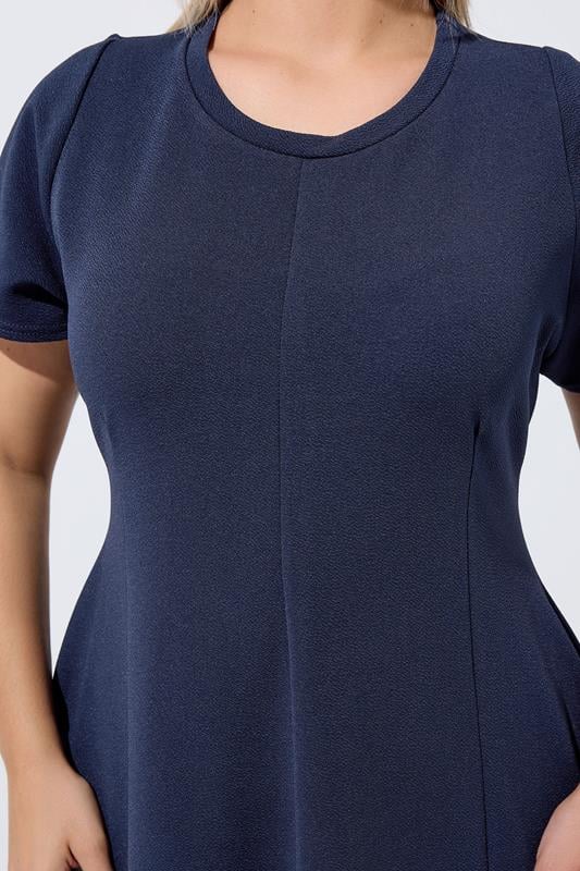 LIMITED COLLECTION Plus Size Navy Blue  Skater Pleat Dress | Yours Clothing 4