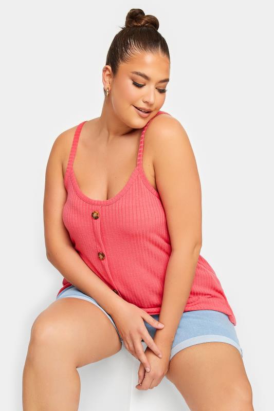 LIMITED COLLECTION Plus Size Hot Pink Button Down Cami Top | Yours Clothing  5