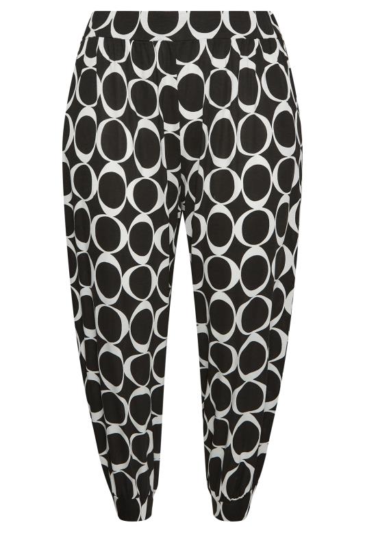 YOURS Plus Size Black Geometric Print Cropped Harem Trousers | Yours Clothing 5